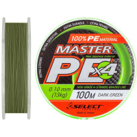 Шнур Select Master PE 100m 0.10mm 13kg, темно-зеленый