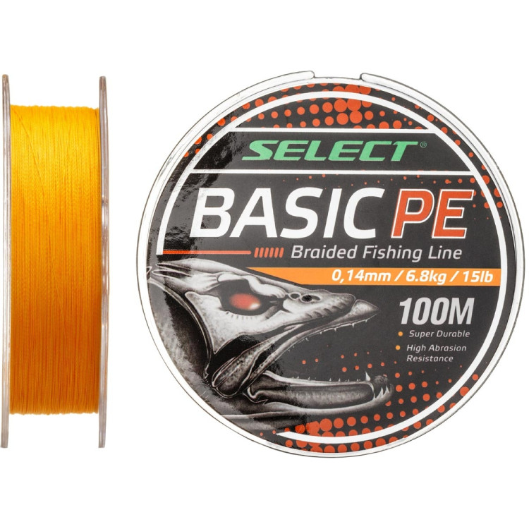 Шнур Select Basic PE 100m 0.08mm 8lb/4kg, оранжевый 