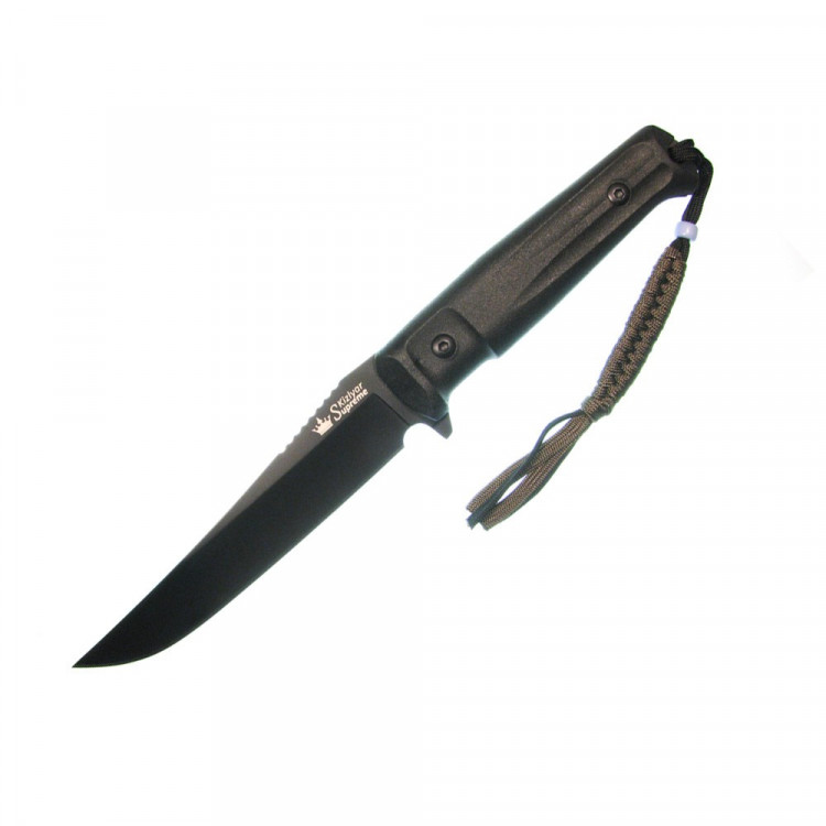 Нож Kizlyar Supreme Croc черный, сталь AUS8, черные ножны 
