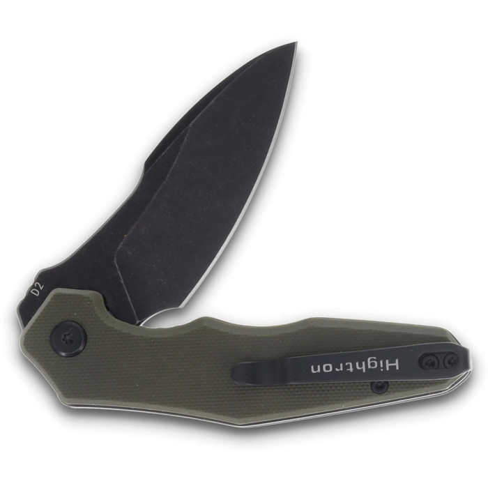 Ніж Hightron Mini Ventura, D2, G10, зелений, чорний stonewash клинок 