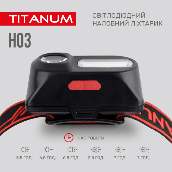 Налобний світлодіодний ліхтарик TITANUM TLF-H03 180Lm 6500K 