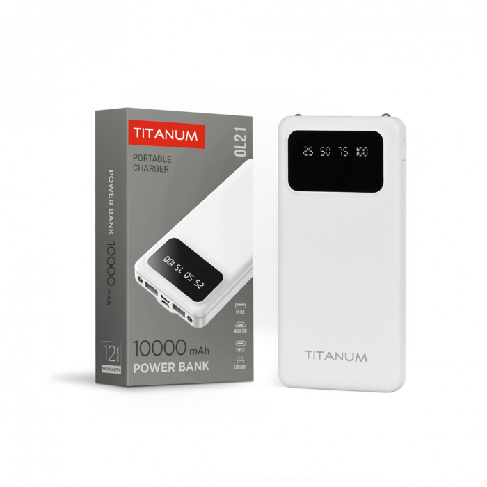 Повербанк 10000mAh TITANUM OL21 White 