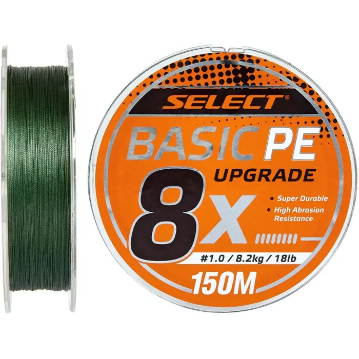 Шнур Select Basic PE 8x 150m #0.8/0.12mm 14lb/6kg, зелений 