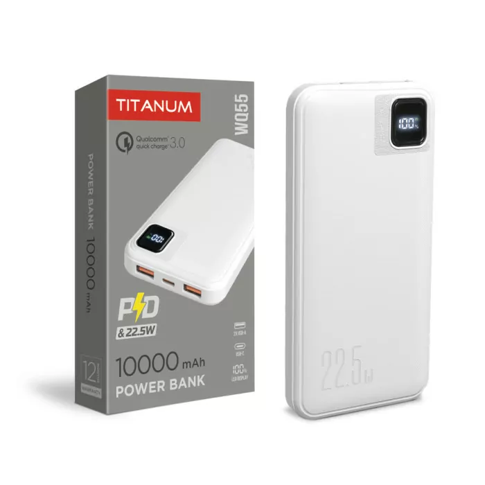 Повербанк 10000mAh TITANUM WQ55 22.5W White 
