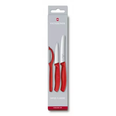 Набір кухонний Victorinox SwissClassic Paring Set 3шт з червоною ручкою (6.7111.31)