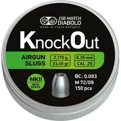 Кулі пневматичні JSB KnockOut Slugs 6,35 мм 2,170 гр, 150 шт/уп