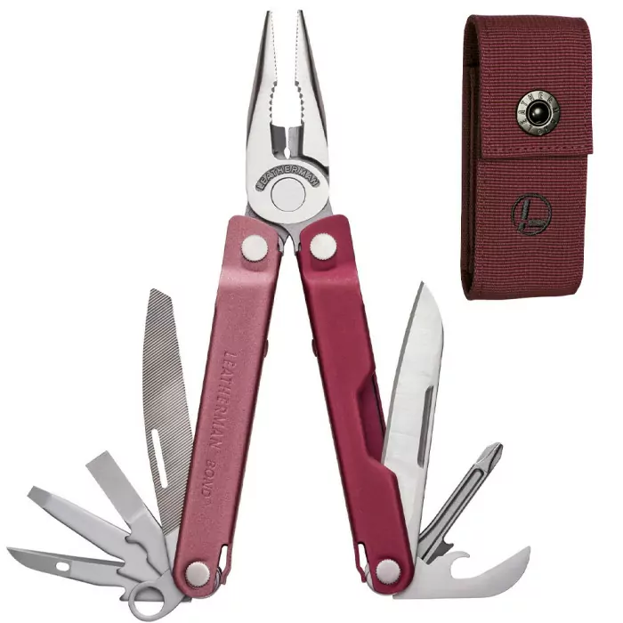 Мультиінструмент Leatherman Bond Heathered Cranberry, нейлоновий чохол 