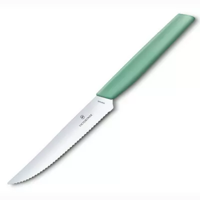 Кухонний ніж Victorinox для стейка з хвилястою кромкою Swiss Modern, Steak Knife, Wavy Edge, 12 cm, м'ятний