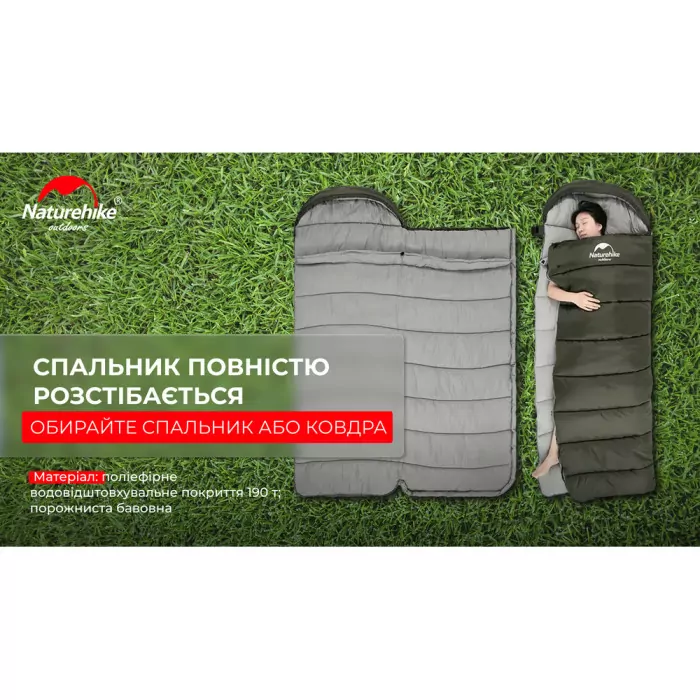 Спальник з капюшоном Naturehike U350 NH20MSD07, (1°C), лівий, коричневий 