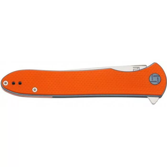 Ніж чорний клинок Artisan Shark, D2, G10 Плоский Помаранчевий 