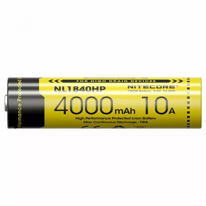 Акумулятор літієвий Li-Ion 18650 Nitecore NL1840HP 3.6V (10A, 4000mAh), захищений 