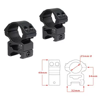 Кільця Hawke Matchmount 1" /Weaver /High