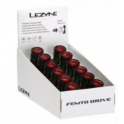 Набір задніх велофар Lezyne FEMTO DRIVE BOX SET REAR 12 штук Чорний 7 люменів Y13