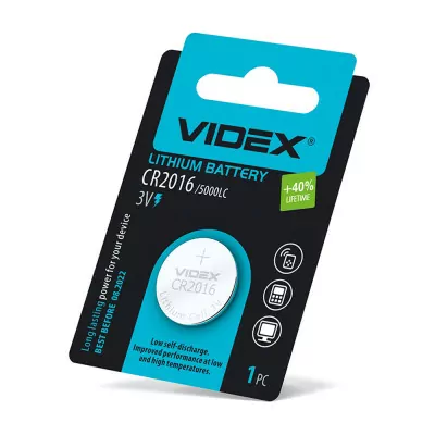 Батарейки  літієва Videx  СR 2016, 1шт