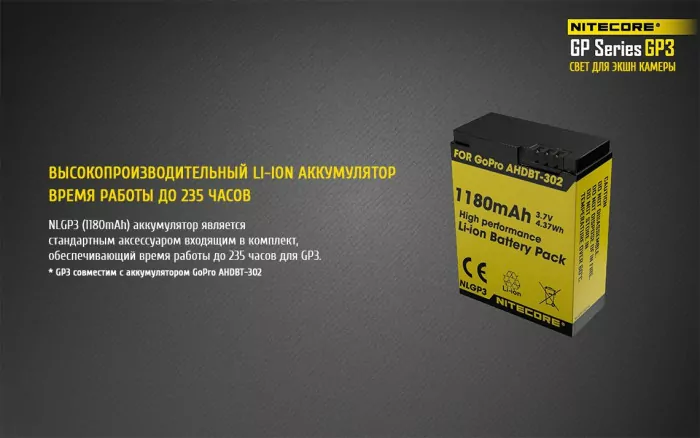 Ліхтар для камер GoPro Nitecore GP3 