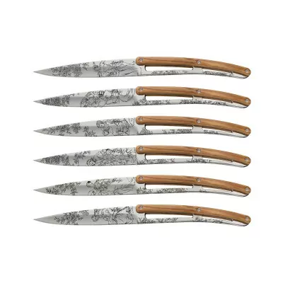 Набір ножів 6 Deejo Steak Knives, mirror finish "Toile de Jouy"