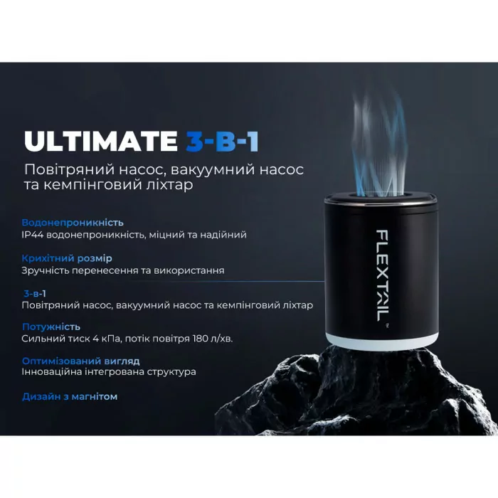 Насос-ліхтар кемпінговий Flextail Tiny Pump 2X, чорний 