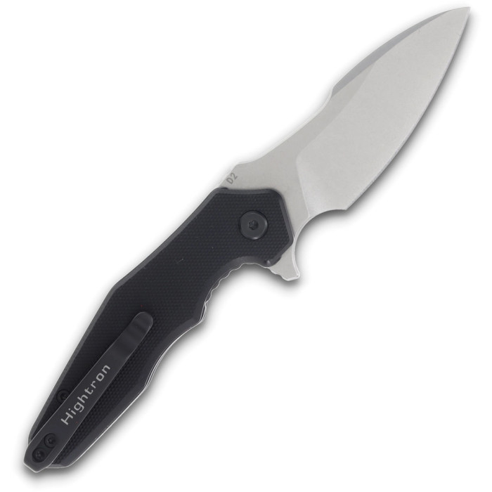 Ніж Hightron Mini Ventura, D2, G10, чорний, сталевий stonewash клинок 