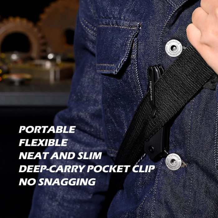 Ніж Hightron Mini Ventura, D2, G10, чорний, сталевий stonewash клинок 