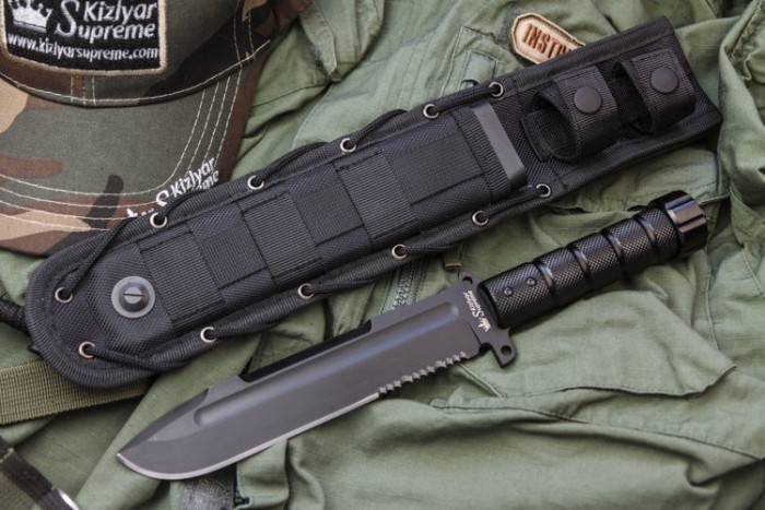 Ніж Kizlyar Supreme Survivalist Z, сталь D2 Black Titanium 
