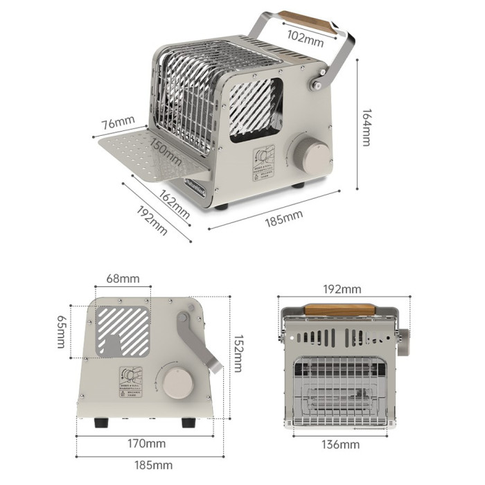 Міні обігрівач касетний Naturehike CNK2300CW018, сірий 