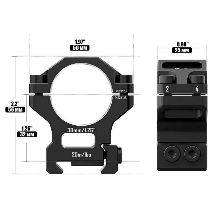 Кільця Discovery 6061 For Picatinny 30mm 1.26in DGPR2-30-1.26-61 (M240604) 