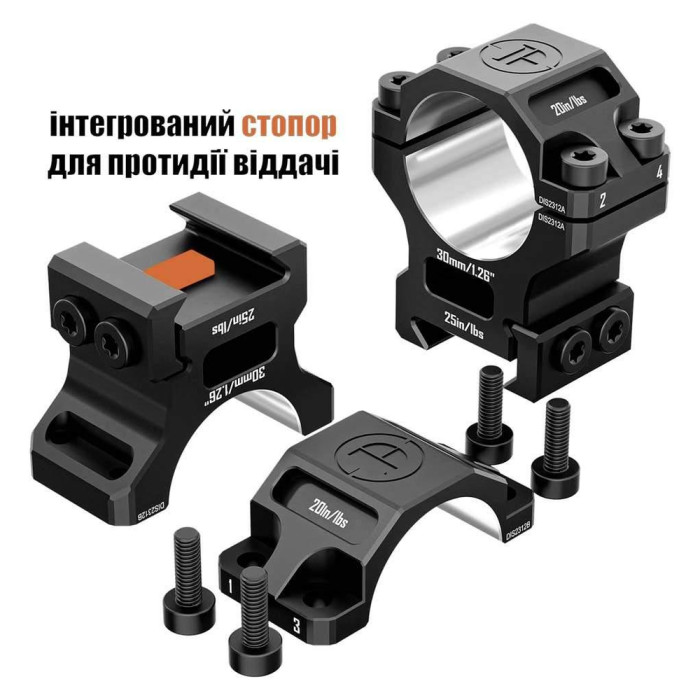 Кільця Discovery 6061 For Picatinny 30mm 1.26in DGPR2-30-1.26-61 (M240604) 