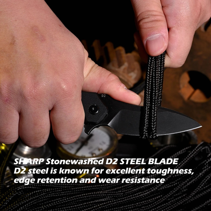 Ніж Hightron Mini Ventura, D2, G10, чорний, чорний stonewash клинок 