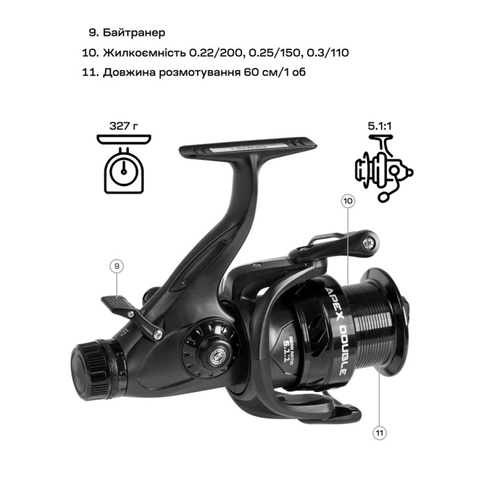 Котушка Brain Apex Double 3000 Screw Handle 6+1BB 5.1:1 