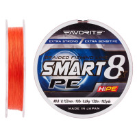 Шнур Favorite Smart PE 8x 150м #0.8/0.153mm 10lb/6.8kg, червоний, помаранчевий
