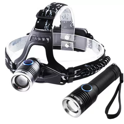 Налобний ліхтар Police 2 в 1 + в руку Police 6888-T6, ЗУ micro USB, 2x18650, zoom
