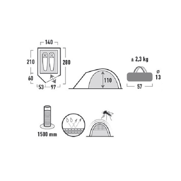 Намет High Peak Kiruna 2 (Blue /Grey) 
