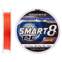 Шнур Favorite Smart PE 8x 150м #1.0/0.171mm 12lb/8.7kg, червоний, помаранчевий