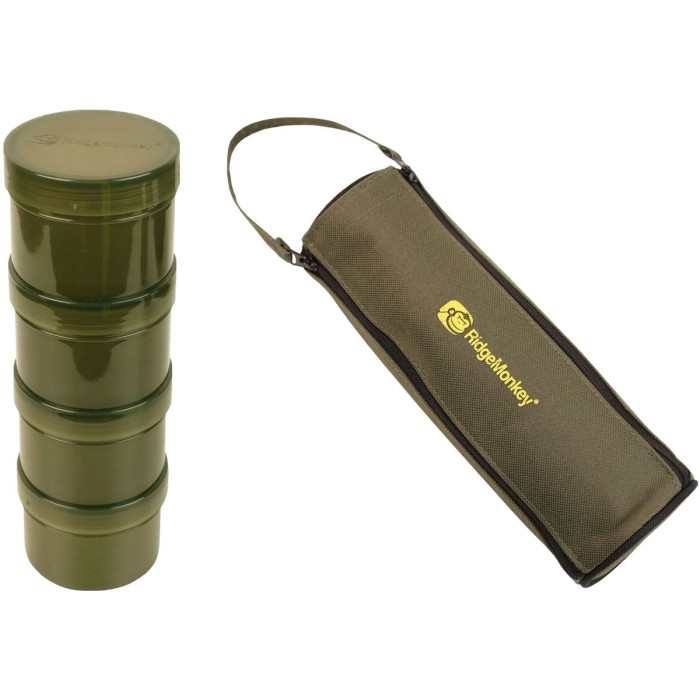 Ємність RidgeMonkey Modular Hookbait Pots набір 4 ємності і чохол чорний 