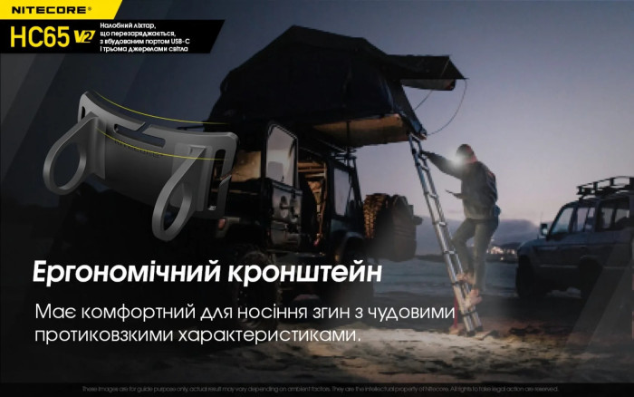 Ліхтар налобний Nitecore HC65 V2 (Luminus LED + RED LED, 1750 люмен) 