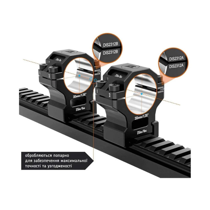 Кільця Discovery 6061 For Picatinny 35mm 1.26in DGPR2-35-1.26-61 (M240609) 