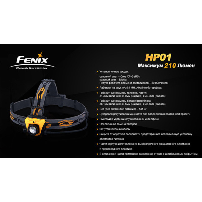 Ліхтар Fenix HP01 XP-G (R5), жовтий 
