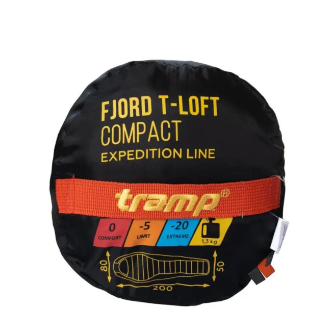 Спальний мішок Tramp Fjord Regular кокон лівий оранж /сірий 225/80-55 TRS-049R-L 
