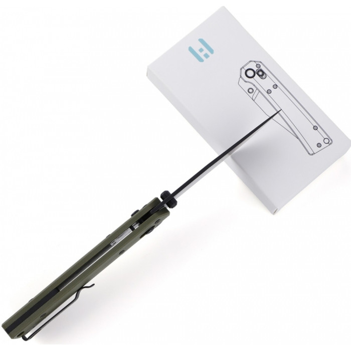 Ніж Hightron Pathwright,14C28N, G10, зелений, чорний клинок 