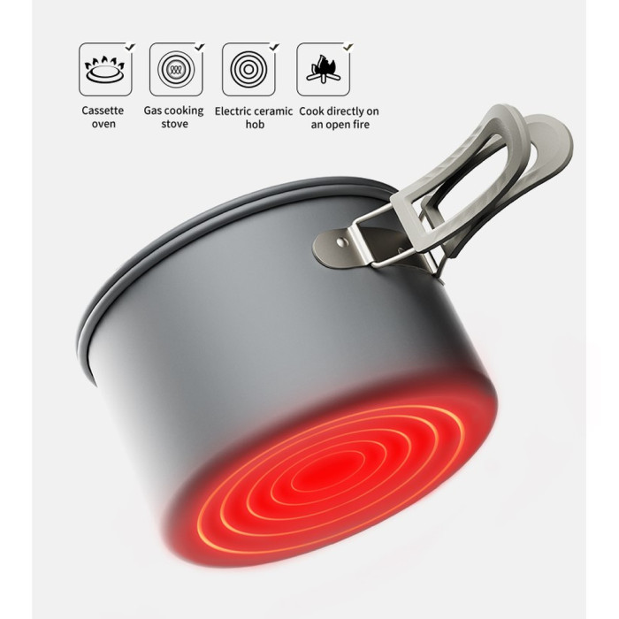 Каструля Naturehike CNK2450CF010, 1.7 л, алюміній 