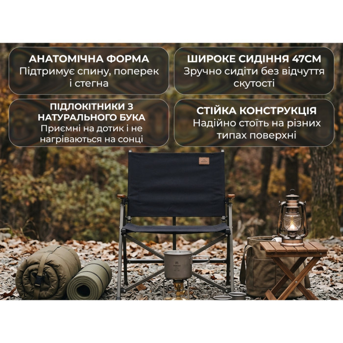 Крісло складане Naturehike Nightfall L04 CNK2300JJ018, алюміній, чорний