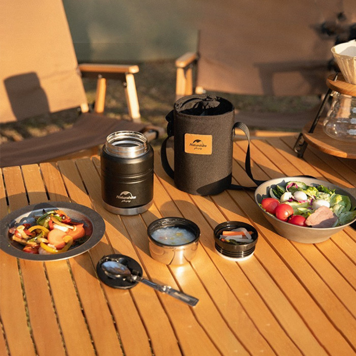 Термос Naturehike Stew beaker NH20SJ041, 304 сталь, 0.5 л, чорний 