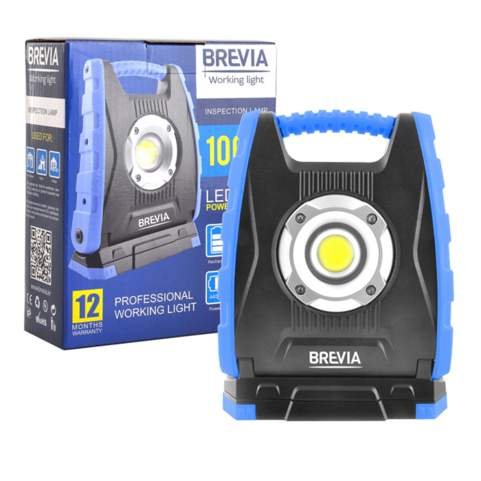 Професійна інспекційна лампа Brevia LED 10W COB 1000lm 4400mAh Power Bank, type-C 