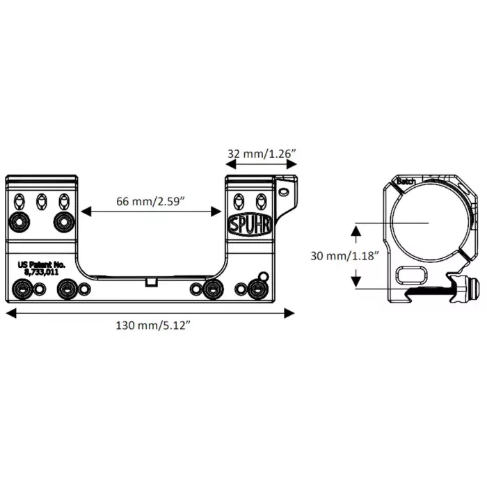 Моноблок Spuhr SP-4001C Gen3, Ø34, H30mm/1,18", Сплав. Picatinny 