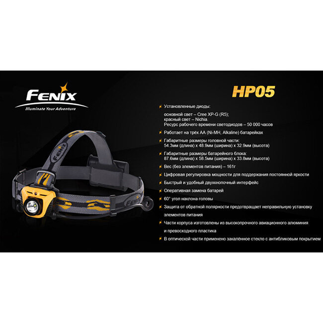 Ліхтар Fenix HP05 XP-G (R5), жовтий 