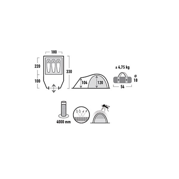 Намет High Peak Talos 3 (Dark Grey /Green) 