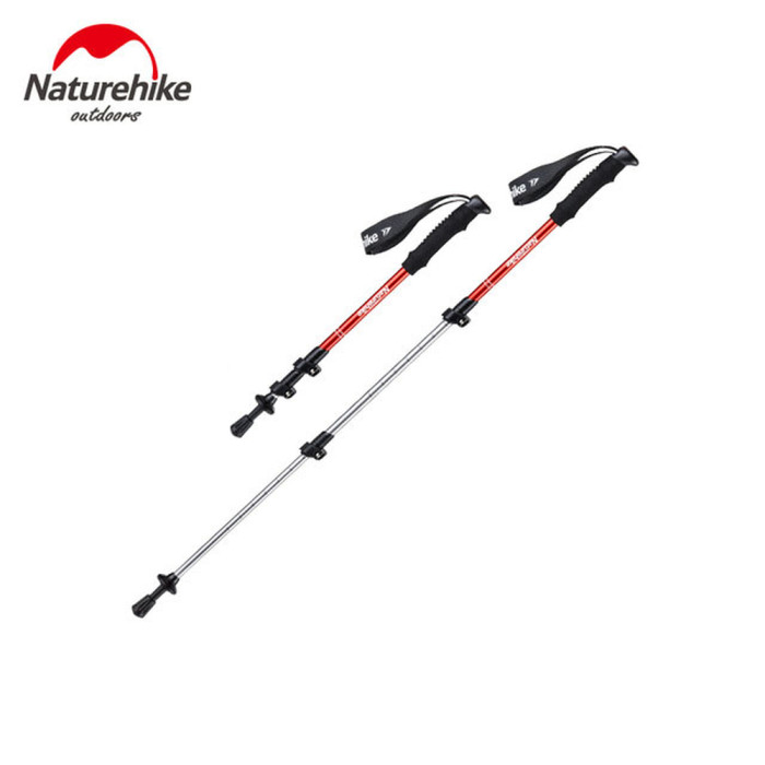 Трекінгова палиця 3-сек. Naturehike 6061 AL NH17D001-Z, 50-100 см, алюміній, червона 