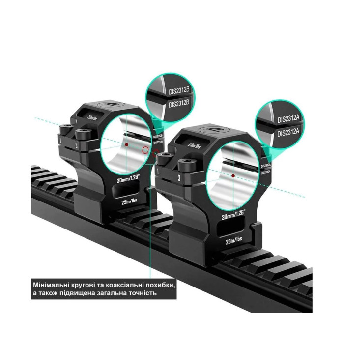 Кільця Discovery 7075AL For Picatinny 30mm 1.26in DGPR2-30-1.26-75 (M240504) 