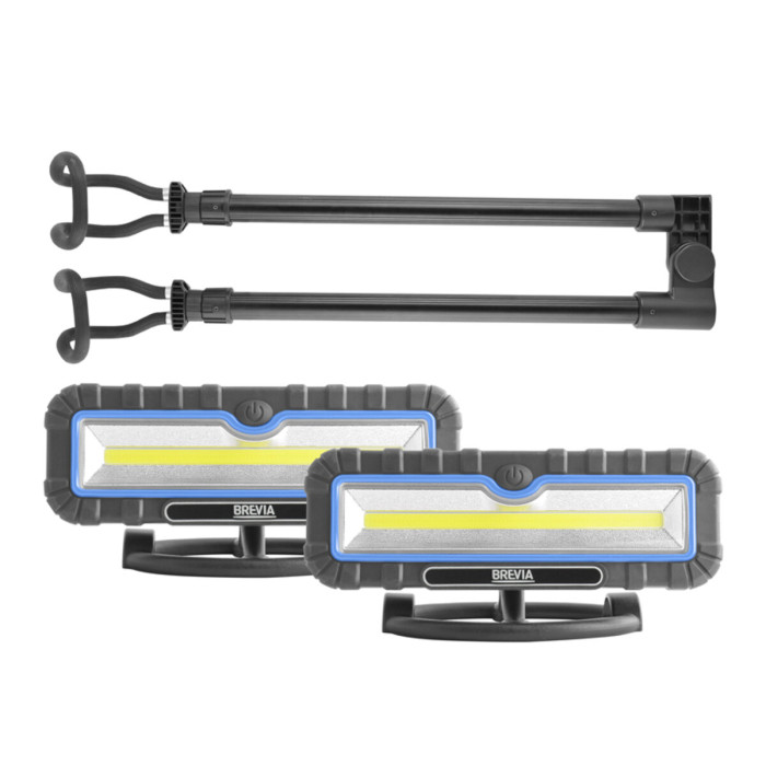 Професійна інспекційна лампа Brevia LED 120-190см 2x10W COB 2x1000lm 2x4000mAh Power Bank, type-C 