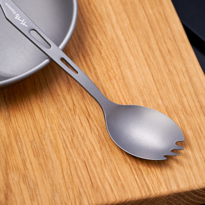 Ложка-виделка з відкривачкою для пляшок титанова TiTo Titanium сіра матова 